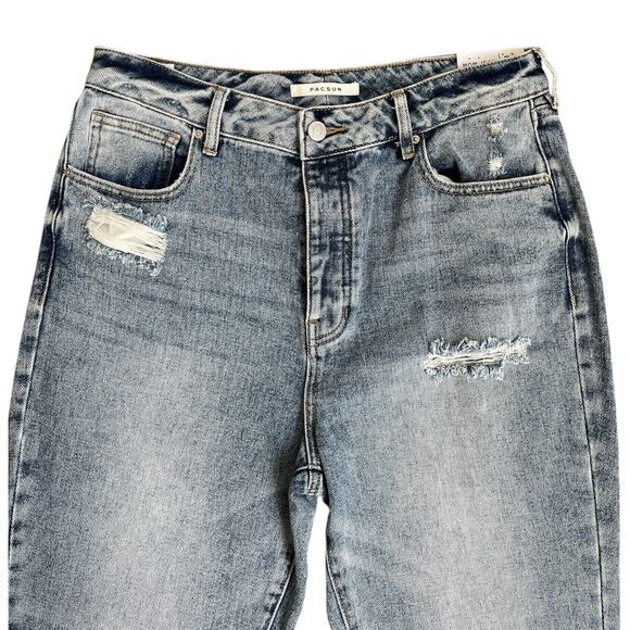 NWT Pacsun High Waisted Distressed Light Medium Wash Ripped Mom Jeans Size 30 - Picture 3 of 7